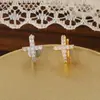 Pendientes de Cruz Brillantes Incrustados con Diamantes de Plata de Ley S925, Modernos, Exquisitos, a la Moda, Versátiles, Pendientes de Lujo Ligero, Pendientes para Hombres y Mujeres