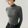 Suéter de Cachemira 100% Puro con Cuello Medio Alto para Mujer, Tejido de Punto Pulóver de Corte Delgado, Estilo Old Money, Prenda Base sin Costuras