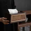 Caja de Pañuelos de Bambú Accesorios para Ceremonia del Té Caja de Almacenamiento Estilo Chino de Gama Alta Hogar Sala de Estar Oficina Caja de Pañuelos Modelo Nuevo