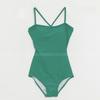 2025 Fábrica de Origen Traje de Baño de una Pieza para Mujer Color Sólido Ajustado Cubre Vientre Aspecto Adelgazante Vacaciones en Aguas Termales Natación Bikini Sexy