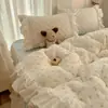 2026 Nuevo Estilo Coreano Clase A Terciopelo de Leche Estampado de Encaje Juego de Cuatro Piezas - Dreamland Versión Sábana de Cama 1.2m Juego de Tres Piezas Dream