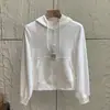 Jaqueta Moletom com Capuz Cor Sólida Versátil Casual Moda Feminina Nova Primavera/Outono Algodão Puro Respirável Amigo da Pele Acessível Estilo Japonês