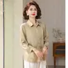 Camisas Delgadas de Manga Larga para Primavera para Madres, Blusas Delgadas de Moda, Camisas de Color Sólido para Primavera y Verano de Mujeres de Mediana Edad y Mayores