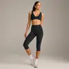 Conjunto de Yoga Cross-Border Sensação de Segunda Pele Sutiã de Yoga Costas Nuas em U Calças Capri Justas Conjunto de Roupa para Corrida ao Ar Livre e Fitness