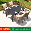Mesa e Cadeira de Exterior Pátio Villa Jardim Cadeira de Rattan PE Terraço de Lazer Anti-corrosão Varanda Externa Combinação de Mesa e Cadeira de Madeira Plástica