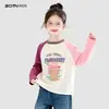 Tops de Otoño Niñas Black Ni Mumi 2026 Nueva Camiseta de Manga Larga con Cuello Redondo para Niños Ropa Interior Camisa Básica de Otoño para Niñas