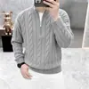 Suéter de Punto Trenzado con Media Cremallera Estilo Old Money Vintage para Otoño e Invierno, Engrosado, para Parejas, Ropa de Punto Casual para Hombre
