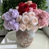 Novo Arranjo de Flores de Casamento Simulado Flor Falsa Flor de Fundo para Palco de Auditório Estrada Chão com 9 Cabeças de Rosa Redonda Fantasia Flores de Seda em Casa