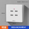 86 tipo 2-4 USB switch socket painel Site 36V a 5V 4 furos 4 portas carregamento baixa tensão 220V a 5V