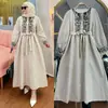 M268 Sudeste Asiático Indonesia Malasia Ropa para Mujer Vestido de Venta Caliente en Tiktok Vestido Holgado de Algodón y Lino Bordado