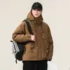 Jaqueta de Penas de Pato Brancas Nova de Inverno Masculina de Comprimento Médio Moda Americana Marca Solta Casual Jaqueta de Trabalho Jaqueta com Capuz