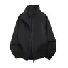 Chaqueta de Retazos Azul Oscuro con Cuello Alto para Hombre Otoño Bomber Corta de Trabajo Marca Trendy Americana Chaqueta de Béisbol para Pareja