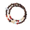 Pulseira de Sândalo Dourado-Prateado, Cristal Amarelo Natural Torre, Ágata, Calcedônia, Pulseira de Camada Dupla, Joias Empilhadas de Círculo Duplo Atacado