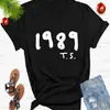 Moda europea y americana 2025 1989ts camiseta redonda simple estampada para hombre y mujer europea y americana