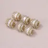 Cuentas de cubo de circón incrustadas en oro de 18 quilates para pulsera de ruedas DIY, collar, accesorios de joyería hechos a mano con cuentas, venta al por mayor