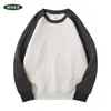Estilo Nuevo Otoño Sudadera 300G Hombre Mangas Raglán Peso Pesado Marca de Moda Cuello Redondo Bloque de Color Patchwork Manga Larga Ropa de Trabajo Camisa Cultural