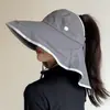Sombrero de Sol para Exteriores con Ala Ancha para Mujer, Protección para el Cuello, Diseño de Parte Superior Abierta, Adecuado para Cola de Caballo, Sombrero de Sol para Senderismo