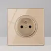 Painel de Tomada com Interruptor FLKL de Vidro Temperado Dourado Tipo Alavanca Reset 86 Embutido na Parede Interruptor para Hotel Casa