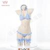 Roupas Íntimas Sexy Sussurrantes Sem Lua Estilo Japonês Xadrez Morto Afundado Terno de Três Peças Roupa Íntima Fofa de Maid com Laço