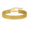 Joyería de Agua Spring Creek Correa de Malla Ancha de Acero Inoxidable Pulsera Dorada para Mujer BR-2325