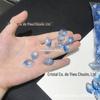 Gradiente Azul Série Prata Checa Vidro Pétala Lago Azul Prata Multi-estilo diy Jóias Acessórios Antigo Hairpin Material