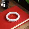 Atacado Jade Branco Natural de Xinjiang com Veios Dourados, Pulseira de Jade Lisa para Mulheres, Pulseira Dingdang