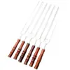 Brochetas de barbacoa en forma de U de acero inoxidable, engrosadas y reforzadas con mango de madera, aptas para uso doméstico y comercial, agujas de barbacoa en forma de estrella