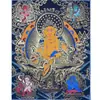 Estátua de Buda Thangka Nepalesa Pintada à Mão, Deus Amarelo da Riqueza, Pintura Suspensa de Salão Budista Mahakala, Manjushri Guanyin Pintura Decorativa para Entrada de Sala de Estar