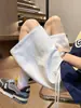 Pantalones Cortos de Algodón Patchwork Estilo Americano de Verano, Sueltos Finos de Pierna Ancha Casual Deportivos para Hombre de Pierna Recta Caídos de Cinco Puntos