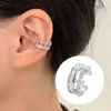Clip de Oreja sin Perforación Iris Cross Pendientes Falsos Creativos Nuevo de Verano Estilo Europeo y Americano Brazalete de Oreja Súper Brillante con Diamantes Completos