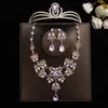 Traje de novia Morado súper de hada tres piezas collar pendientes corona tocado accesorios de boda corona de cumpleaños femenina