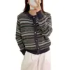 Chaqueta suéter de rayas retro para mujer, nueva moda de otoño 2026, cárdigan de punto versátil, top elegante y con estilo