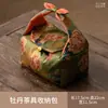 Bolsa de Lienzo para Paño de Té de Brocado de Seda Xiangyun Bolsa de Mano para Set de Té Estilo Chino Set de Té Portátil para Viaje Bolsa de Almacenamiento