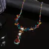 Collar de Cadena para Clavícula Estilo Palacio Retro con Colgante de Hoja y Gota de Agua de Diamante de Zirconia Collar de Lujo Ligero de Alta Gama Venta al por Mayor para Mujeres