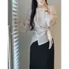 Enviado Ahora: Blusa Pulóver Irregular Transparente de Cuello Redondo Estilo Coreano Chic para Mujer, Top Diseño Verano 2026