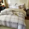 Juego de cuatro piezas de ropa de cama para dormitorio de tela cepillada ecológica 100% algodón con estampado de estilo pastoral, funda de edredón 100% algodón, juego de tres piezas de alta estética para dormitorio
