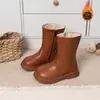 Botas de media caña estilo coreano para niña 2026 Otoño/Invierno Botas Martin retro para niños Botas individuales para niños mayores Confortables Talladas