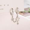 Novos brincos estilo coreano com flash de diamante, furo binaural, franja de estrela vermelha, coração, design personalizado, brincos pequenos e fresh, moda feminina