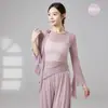 Ropa de Danza Clásica para Mujer, Entrenamiento de Figura Moderna, Mangas de Campana, Malla Diaria, Cintas Florales, Top de Baile