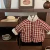 ¡Dos formas de usar! Bolsa Coreana para Mujer Chaqueta Gruesa Cálida Invierno Nueva Cuadros Cuello Alto Abrigo de Algodón