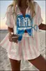 Estampado Digital Personalizado Europeo y Americano Transfronterizo Nuevo Conjunto Casual de Dos Piezas para Mujer Pod
