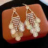 Pinzas para Orejas Bohemianas de Cola de Pavo Real sin Perforación para Mujer, Pendientes Largos de Borla de Alta Gama, Venta Transfronteriza Popular