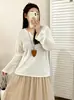 Top de punto para mujer de talla grande, cuello redondo, medio abierto en el pecho con huecos, estilo otoño 2026, manga larga holgada para mujeres de talla grande
