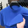 Bestseller de live streaming: Camiseta de malha de cor sólida com mangas curtas, suéter fino de malha masculina business casual com gola redonda e meia-manga, camiseta de malha para usar por baixo