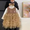 Conjunto de Vestido Chaleco con Lentejuelas para Niña 2026 Nuevo Estilo Primavera y Otoño Elegante Vestido de Tul Hinchado de Princesa para Bebé Conjunto de Dos Piezas