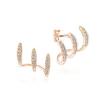 Novos brincos de três garras luz luxo moda curva brincos simples esquerda e direita simétrico três-dente ancinho brincos de strass atacado