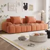 Sofá Puf Cor Creme para Apartamentos Pequenos, Sofá de Tecido para Casas de Aluguel, Couro Resistente a Arranhões de Gato Linha Reta, Sofá Nuvem Minimalista