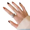 Anel popular do TikTok com micro zircônia cravejada, totalmente cravejado com diamantes, estilo osso de cobra, avançado, ins, all-match, não desbota, anel para dedo indicador feminino