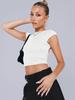 Moda Y2K Europea y Americana Transfronteriza Verano Sexy Sin Espalda Nailon Absorción de Humedad Transpirable Manga Corta Ajustado Top Camiseta para Mujer