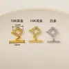 Hebilla para Pulsera Ot al por Mayor Chapada en Cobre Oro Real de 18K Circonita Micro-Pavimentada Pulsera de Trébol de Cuatro Hojas Hebilla Conectora para Joyería de Collar de Perlas DIY